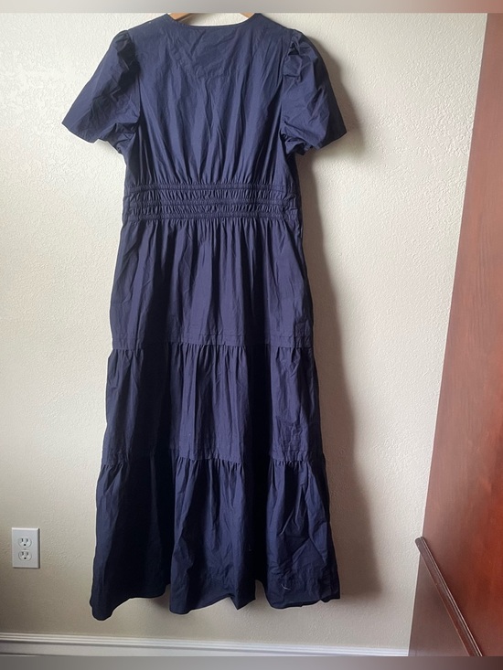 QUINCE Navy Tiered Short-Sleeve Maxi Dress - Picture 4 of 4